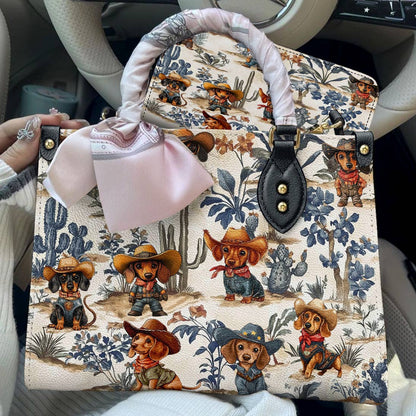 Dachshund Leather Bag Cowpoke Blues & Blooms