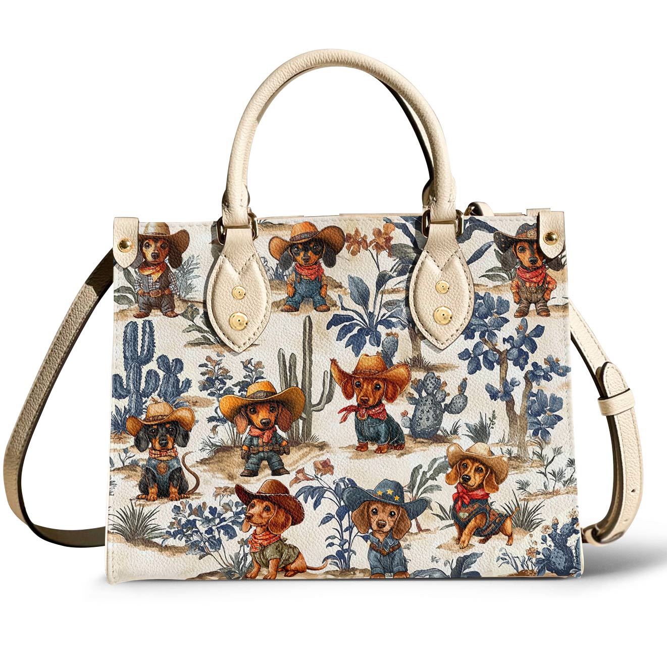 Dachshund Leather Bag Cowpoke Blues & Blooms