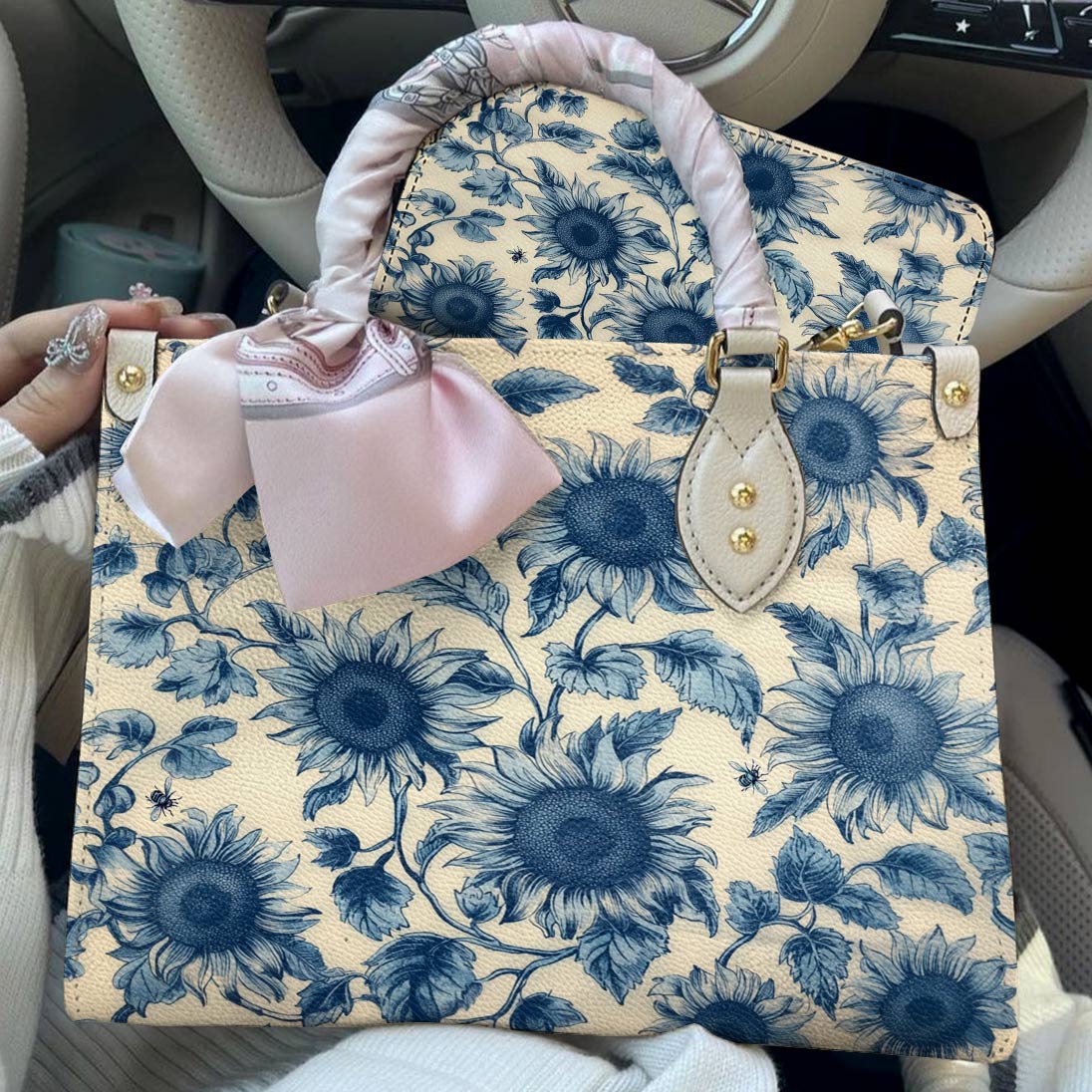 Sunflower Leather Bag Azure Grace