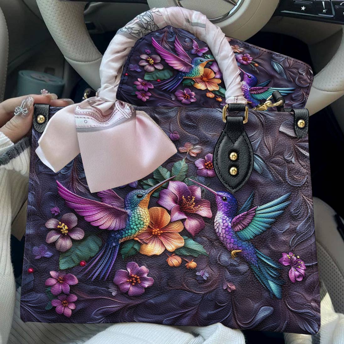 Leather Bag Hummingbird Harmony