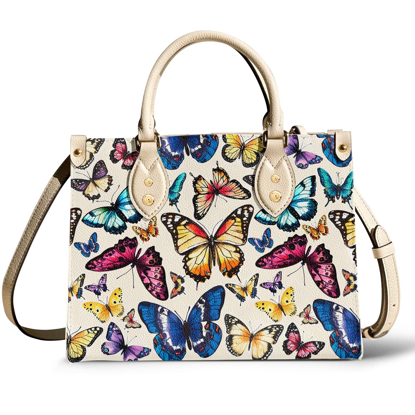 Leather Bag Colorful Butterflies