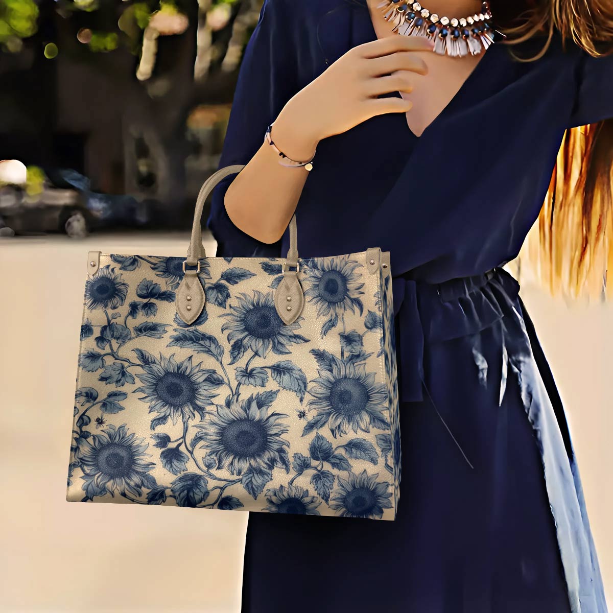 Sunflower Leather Bag Azure Grace