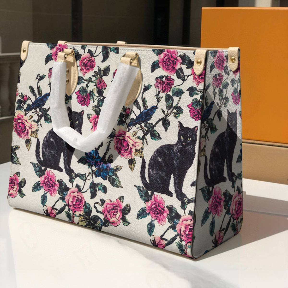 Cat Leather Bag Mystic Roses