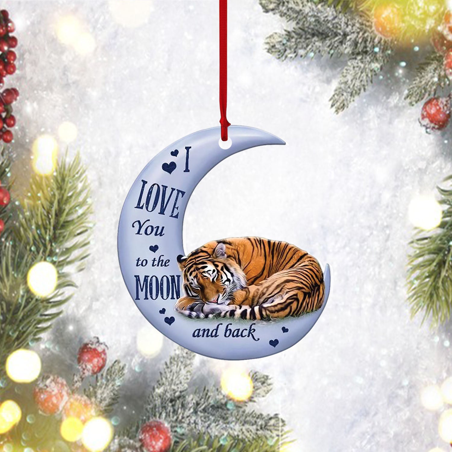 Tiger Moon and Back Two Sides Mica Plastic Ornament, Christmas Ornament, Christmas Gift, Ornament Decoration, Ornament Christmas - TeeZworldVN
