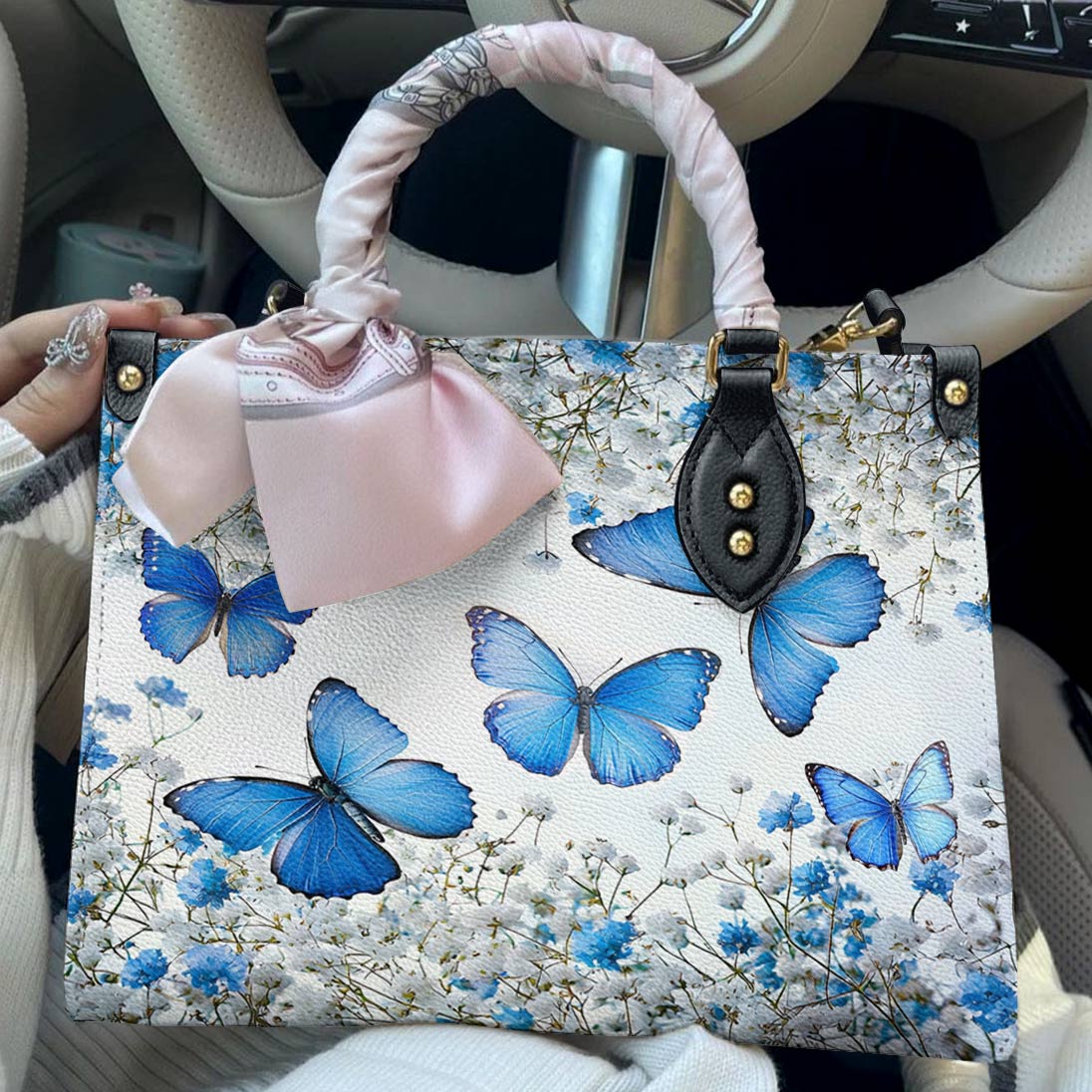 Butterfly Leather Bag Morning Sky