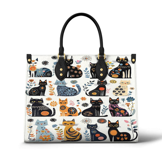 Leather Bag Whimsical Whiskers In Bloom