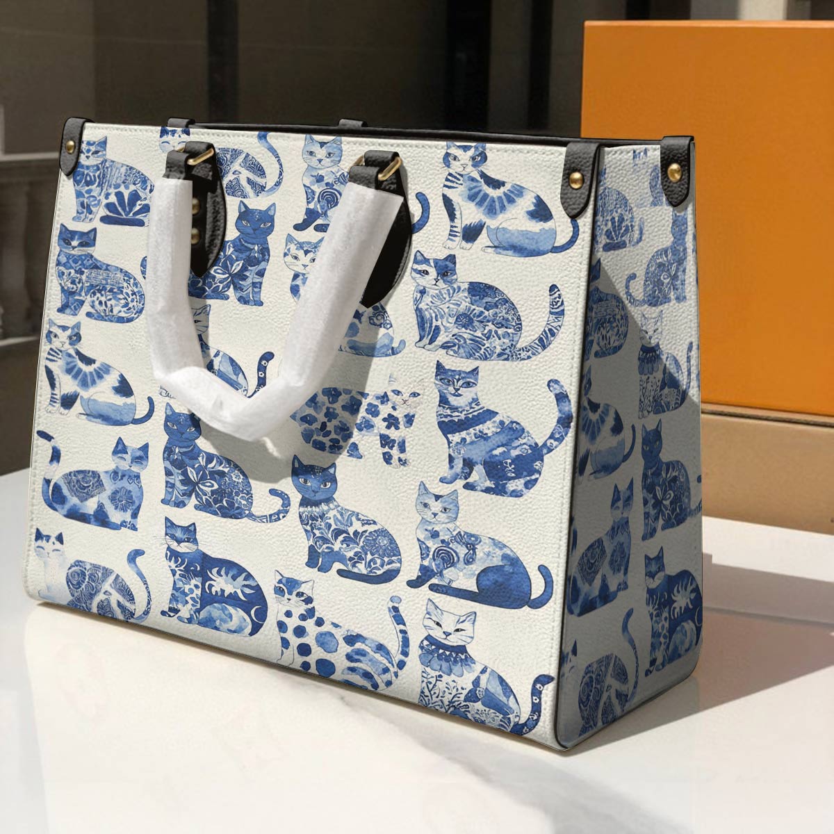 Leather Bag Cat Cerulean Catscape