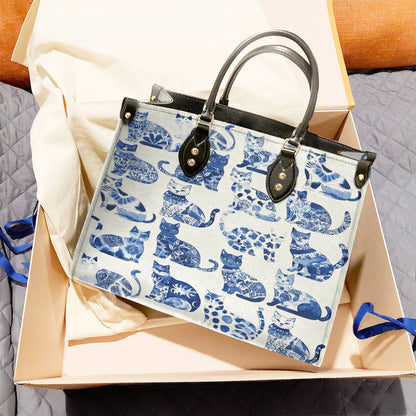 Leather Bag Cat Cerulean Catscape