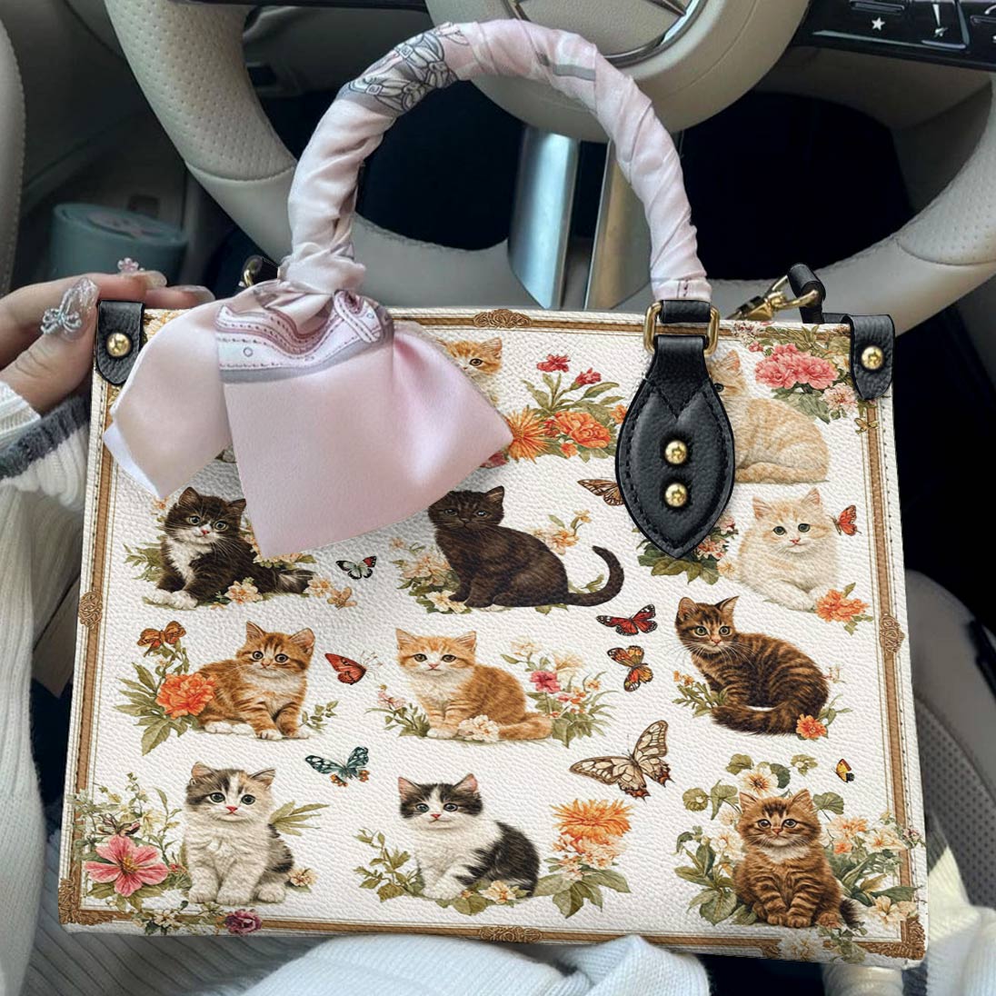 Leather Bag Cottage Kittens