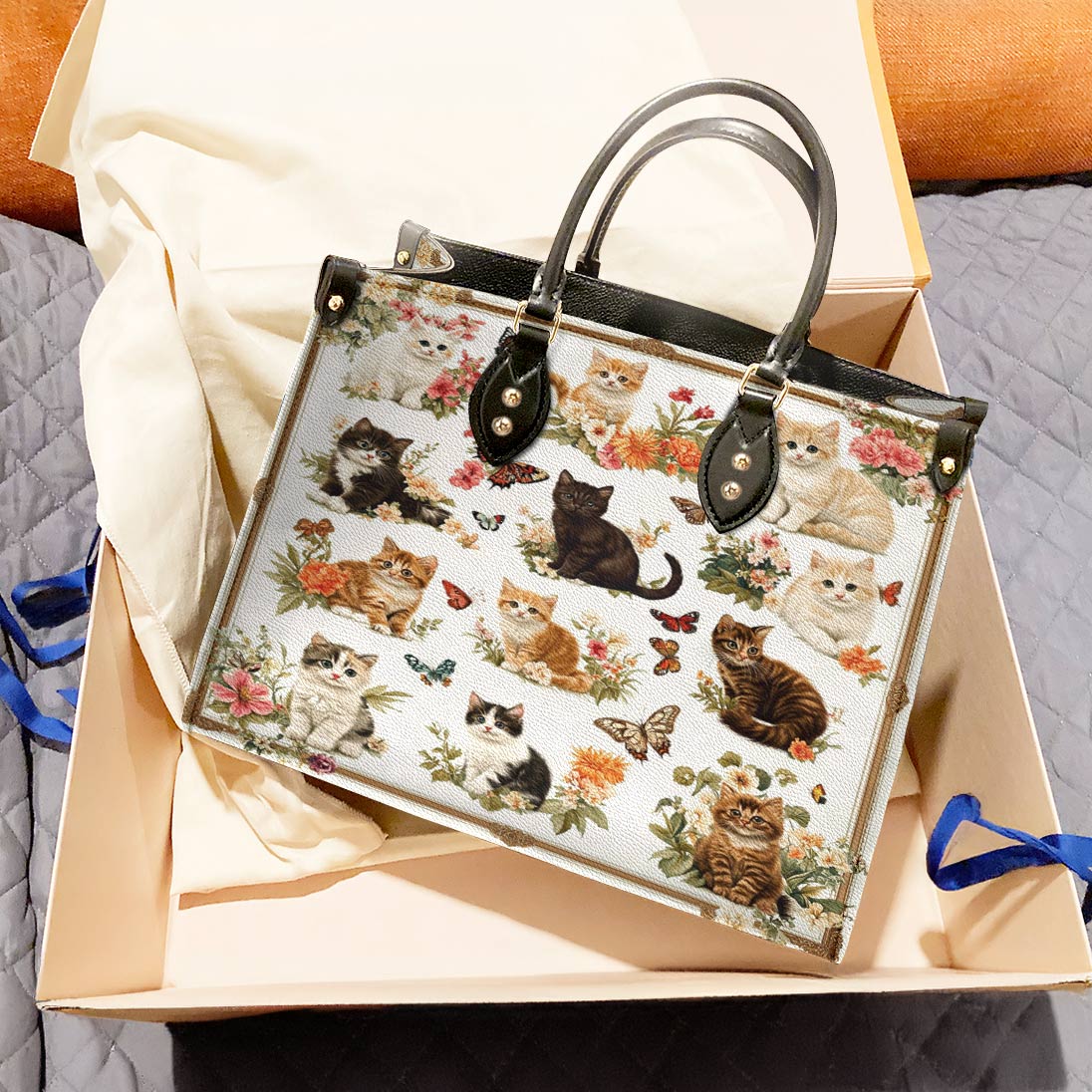 Leather Bag Cottage Kittens