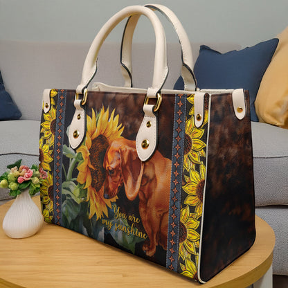 Leather Bag Dachshund You Are My Sunshine