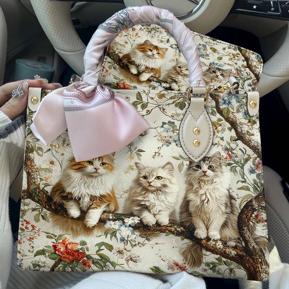 Cat Leather Bag Happy Cat Garden