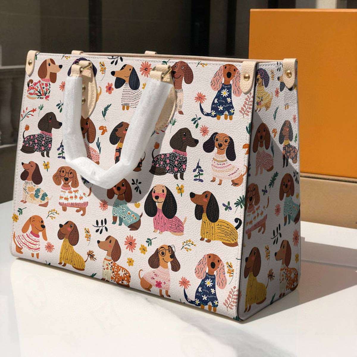 Dachshund Leather Bag Wagging In Bloom