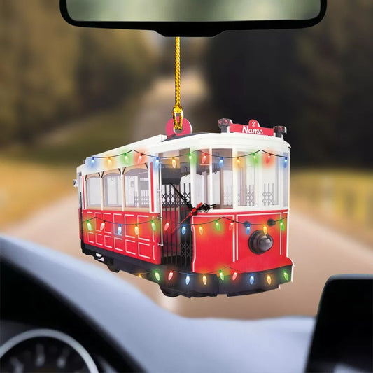 Trolley Railroad car Train Christmas Ornament, Custom Railroader Car Ornament, Ornament Decoration, Ornament For Gift, Ornament Christmas