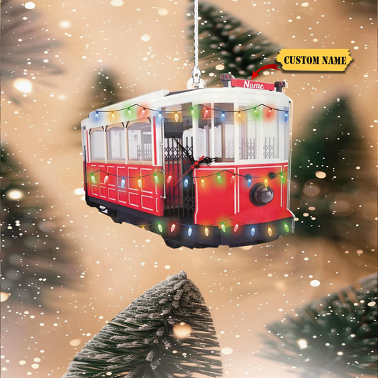 Trolley Railroad car Train Christmas Ornament, Custom Railroader Car Ornament, Ornament Decoration, Ornament For Gift, Ornament Christmas