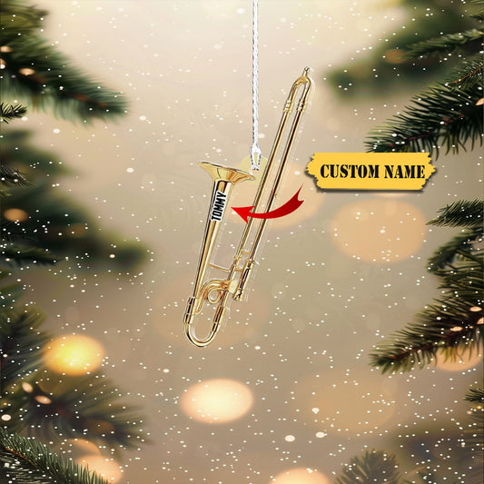 Trombone Instrument Flat Ornament for Trombone Players Musical Instrument Ornam, Ornament Decoration, Ornament For Gift, Ornament Christmas