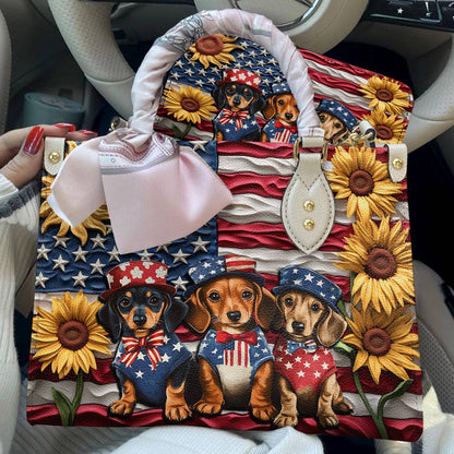 Dachshund Leather Bag Doxies for America