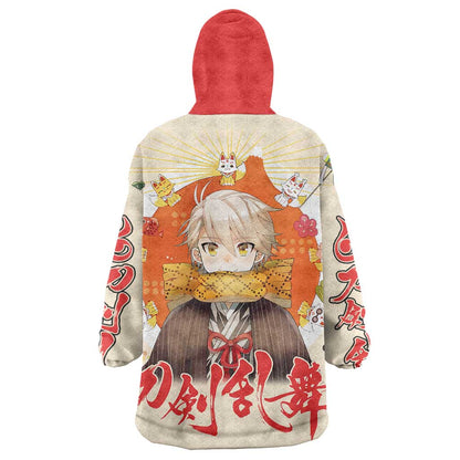 Cute Foxes Touken Ranbu Wearable Blanket Hoodie Japan Anime Style TS04