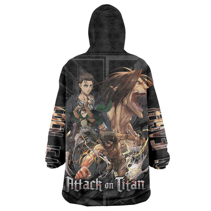 Eren Yeager Attack on Titan Wearable Blanket Hoodie Anime Style TS04