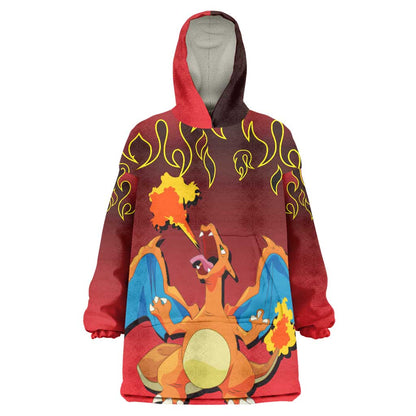 Charizard Dragon - Poke Wearable Blanket Hoodie Anime Style TS04