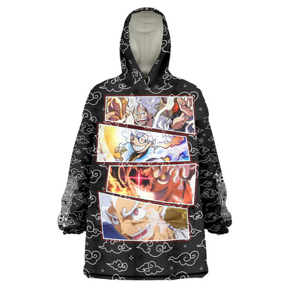 Luffy Gear 5th Nika White Hair - One Piece Wearable Blanket Hoodie Anime Style TS04