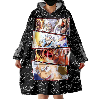 Luffy Gear 5th Nika White Hair - One Piece Wearable Blanket Hoodie Anime Style TS04