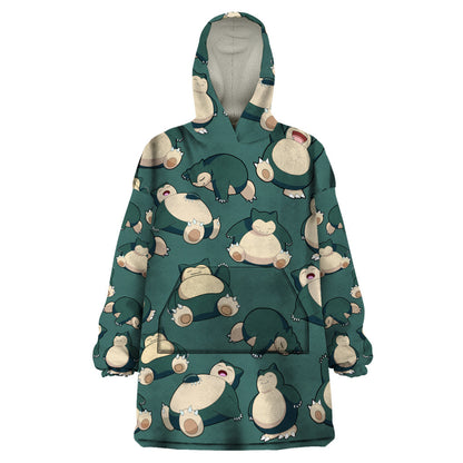 Snorlax Pattern Style Wearable Blanket Hoodie TS04