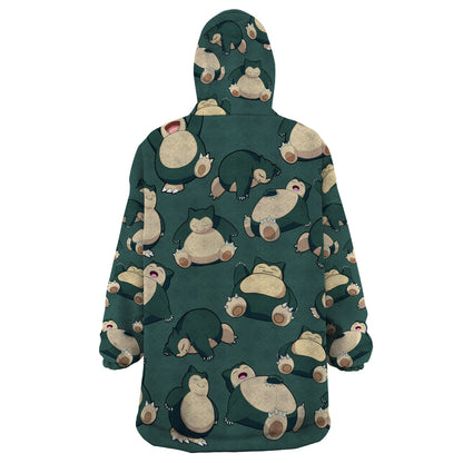 Snorlax Pattern Style Wearable Blanket Hoodie TS04