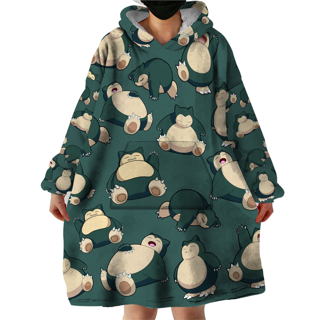Snorlax Pattern Style Wearable Blanket Hoodie TS04