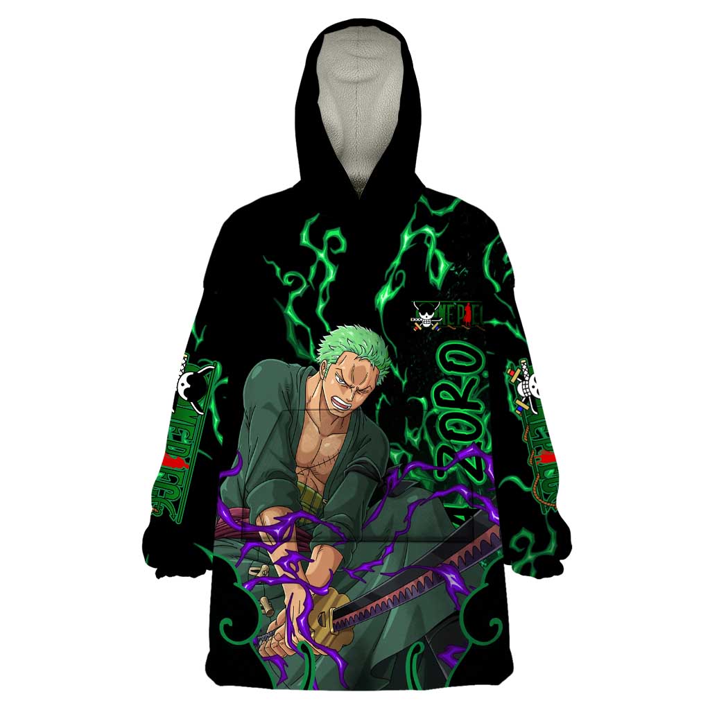 Roronoa Zoro - One Piece Wearable Blanket Hoodie Haki Pattern Anime Style TS04