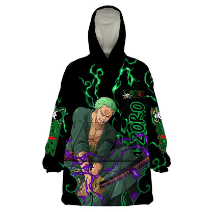 Roronoa Zoro - One Piece Wearable Blanket Hoodie Haki Pattern Anime Style TS04