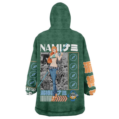 Nami One Piece Wearable Blanket Hoodie Anime Style TS04