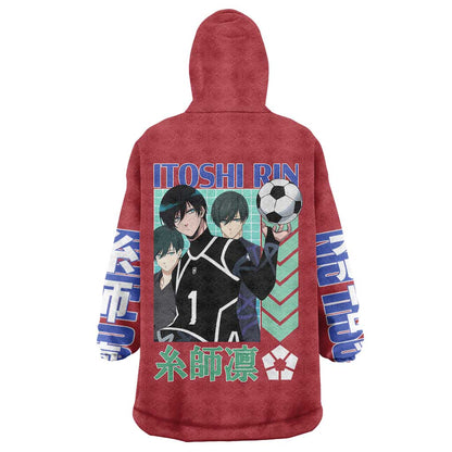 Itoshi Rin Blue Lock Wearable Blanket Hoodie Japan Anime Style TS04
