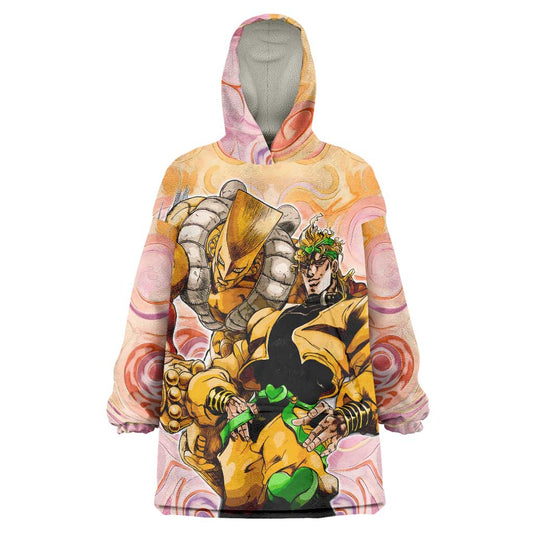 Trippy Dio V2 Jojos Bizarre Adventure Wearable Blanket Hoodie Trippy Mix Anime Style TS04