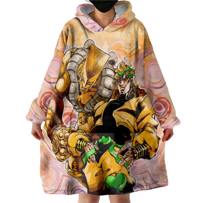 Trippy Dio V2 Jojos Bizarre Adventure Wearable Blanket Hoodie Trippy Mix Anime Style TS04