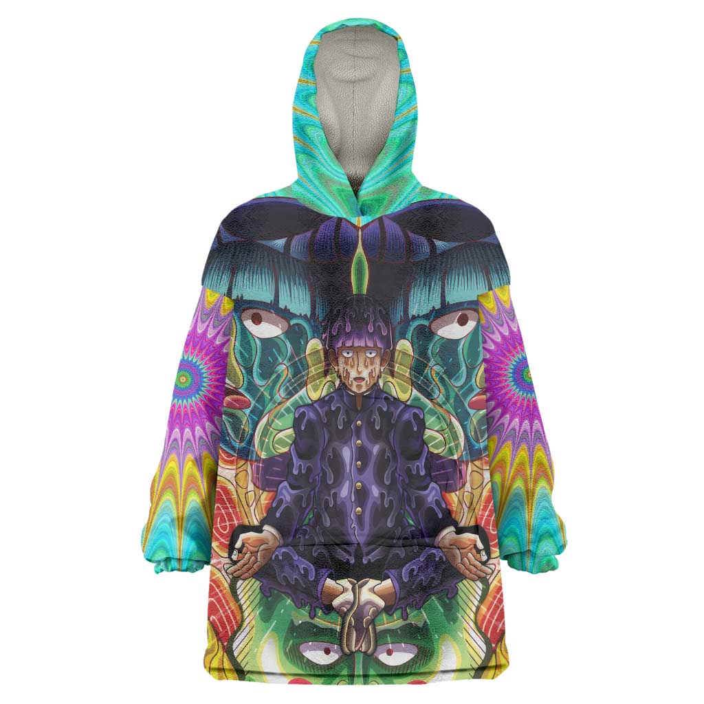 Trippy Meditating Shigeo Kageyama Mob Psycho 100 Wearable Blanket Hoodie Trippy Mix Anime Style TS04