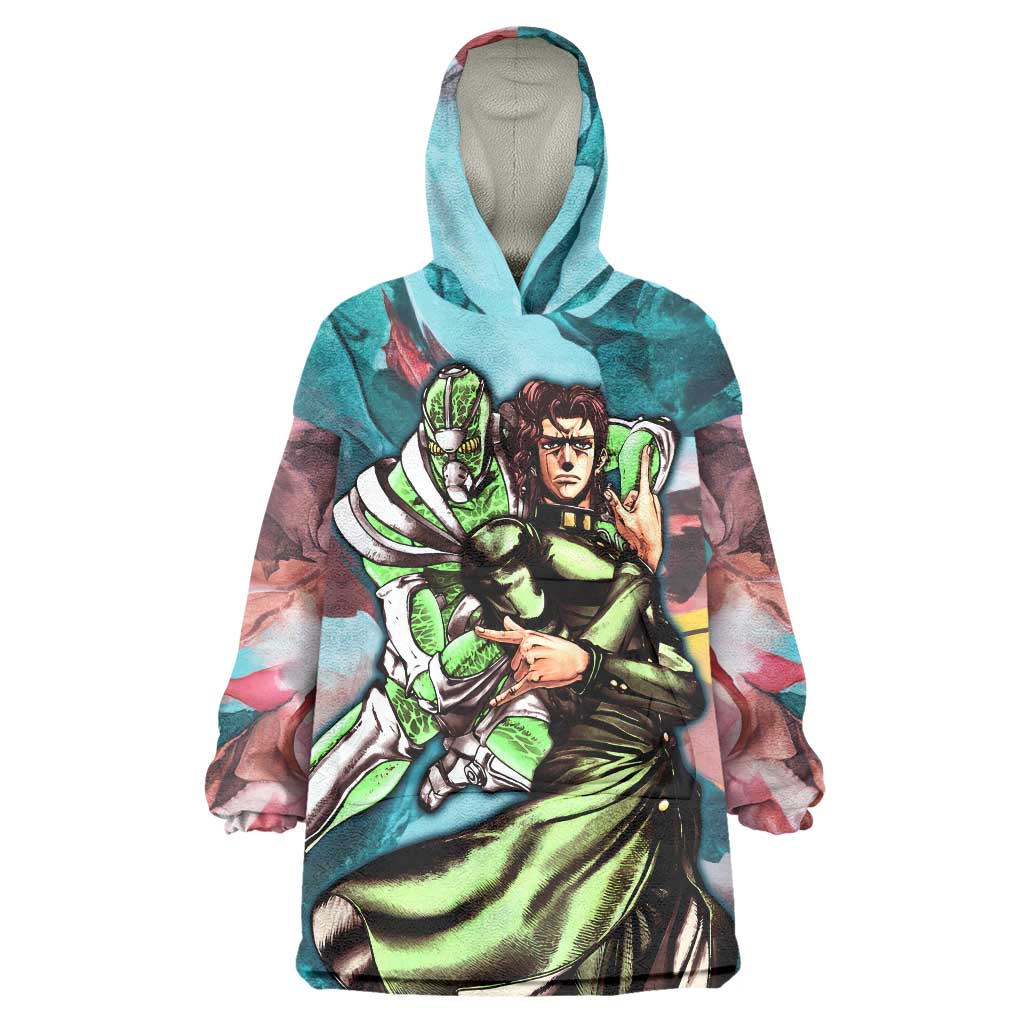 Trippy Kakyoin Hierophant Green Jojos Bizarre Adventure Wearable Blanket Hoodie Trippy Mix Anime Style TS04