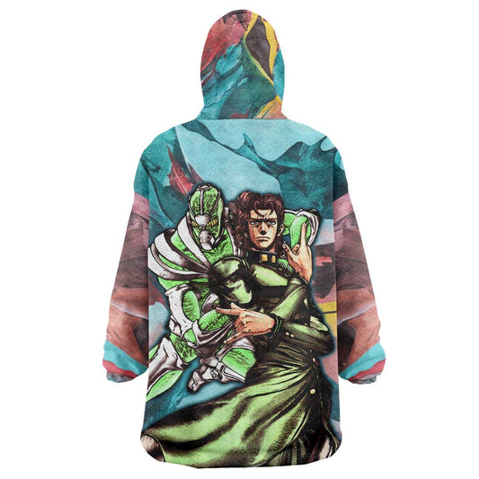 Trippy Kakyoin Hierophant Green Jojos Bizarre Adventure Wearable Blanket Hoodie Trippy Mix Anime Style TS04