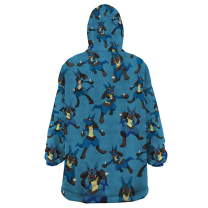 Lucario Pattern Style Wearable Blanket Hoodie TS04
