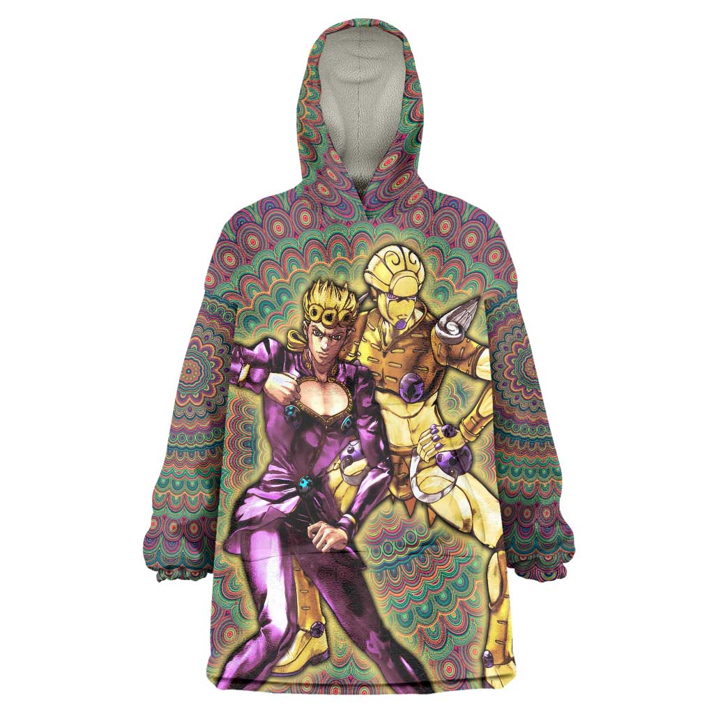 Trippy Giorno Giovanna Golden Wind Jojos Bizarre Adventure Wearable Blanket Hoodie Trippy Mix Anime Style TS04
