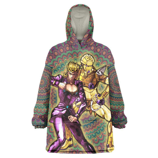 Trippy Giorno Giovanna Golden Wind Jojos Bizarre Adventure Wearable Blanket Hoodie Trippy Mix Anime Style TS04
