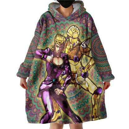 Trippy Giorno Giovanna Golden Wind Jojos Bizarre Adventure Wearable Blanket Hoodie Trippy Mix Anime Style TS04