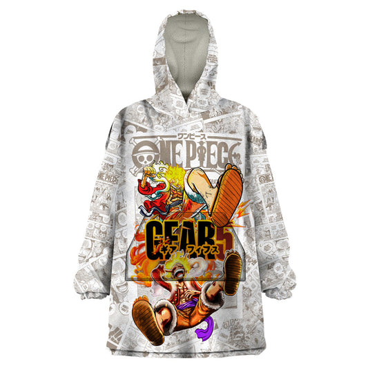 Luffy Gear Five Manga Panels Wearable Blanket Hoodie TS07