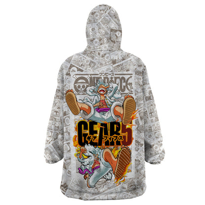 Luffy Gear Five Manga Panels Wearable Blanket Hoodie TS07