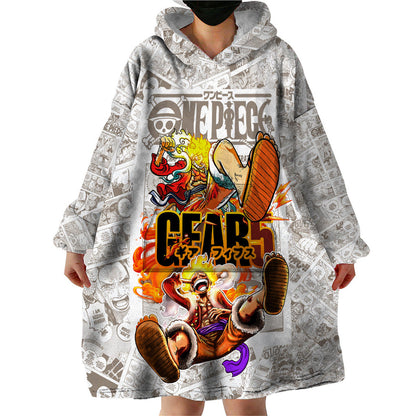 Luffy Gear Five Manga Panels Wearable Blanket Hoodie TS07