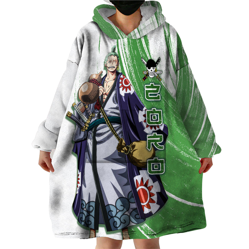 One Piece Wearable Blanket Hoodie Roronoa Zoro Wano Swordman TS07