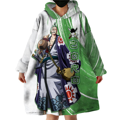 One Piece Wearable Blanket Hoodie Roronoa Zoro Wano Swordman TS07