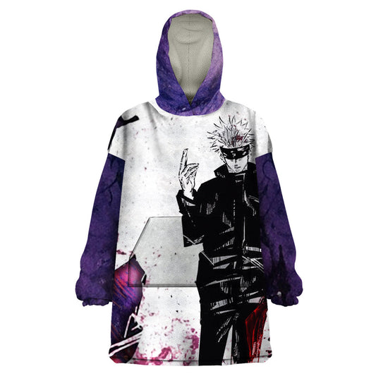 Gojo Satoru JJK Shadow Infinite Void Wearable Blanket Hoodie TS07