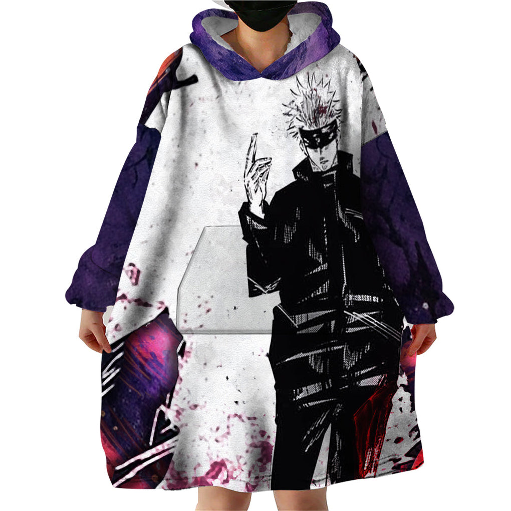 Gojo Satoru JJK Shadow Infinite Void Wearable Blanket Hoodie TS07