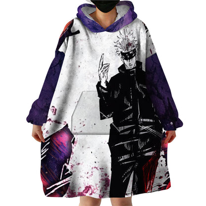 Gojo Satoru JJK Shadow Infinite Void Wearable Blanket Hoodie TS07